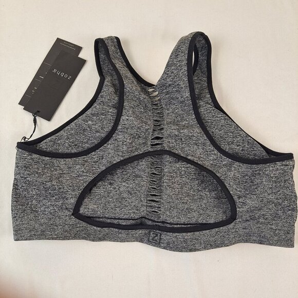 Zobha Size XL Gray Heather Black Trim Pull On Sports Bra Low Impact NWT - Picture 6 of 15